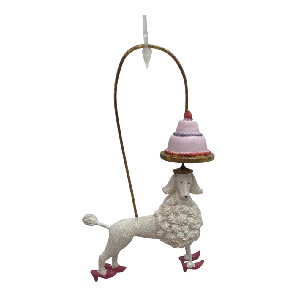 Gisela Graham Poodle w/Cake Christmas Tree Holiday Ornament NWT
